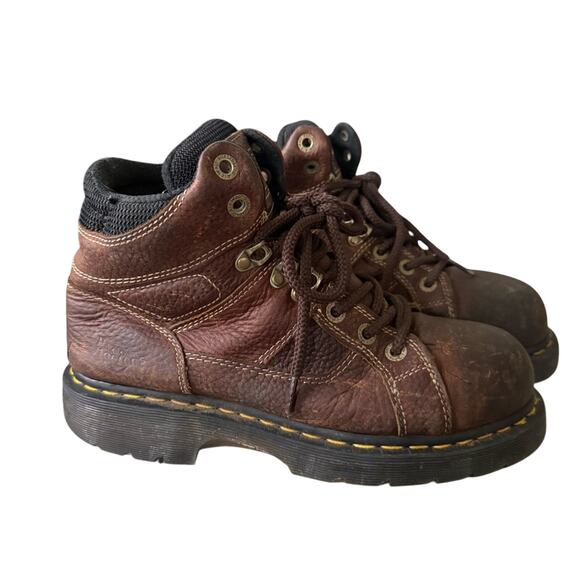 Dr. Martens Steel Toe Brown Leather Work Boots Men’s 9 Women’s 10 - Picture 1 of 8
